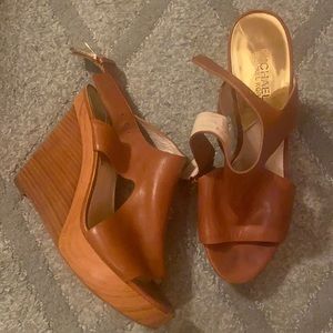 Michael Kors Brown Leather Wedges